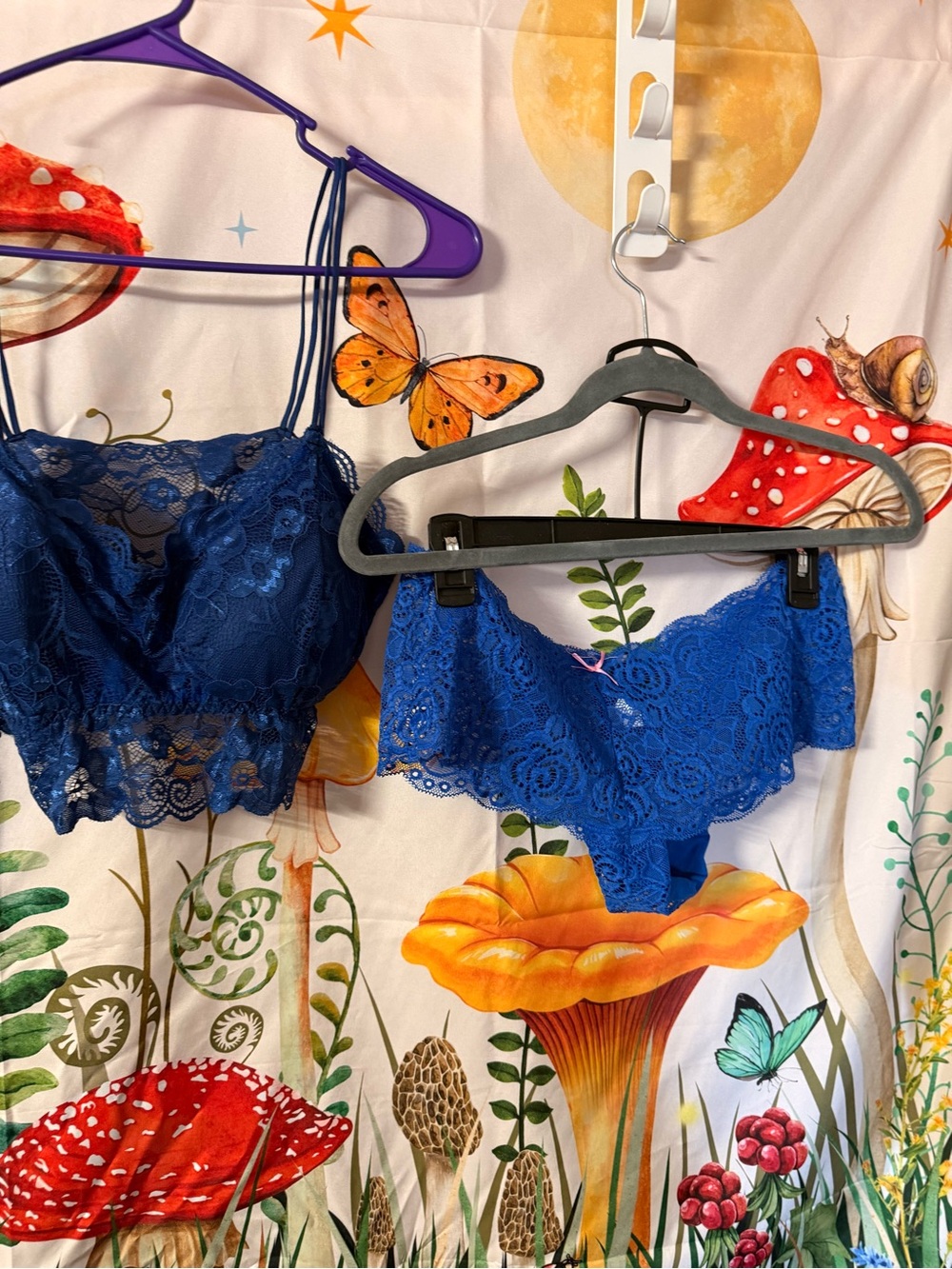 Lace Bralette & Lace Bikini Set in Cobalt Blue